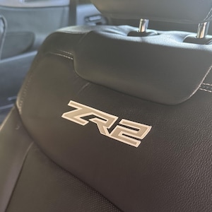 Chevrolet &quot;ZR2&quot; faux leather seat logo decals (1 pair) in one or two colors