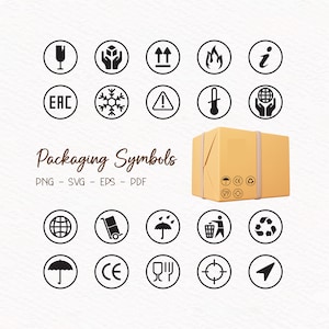 Etiquetas de entrega, Símbolos de reciclagem, Símbolos de embalagem SVG, Embalagem SVG, Ícone de caixa, Símbolo de papelão, Símbolos de comércio eletrônico, Símbolo de caixa, Digital