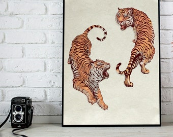Printable Tiger poster wall art, Tiger canvas wall art, Tigers draw, Wild Tiger Canvas Art Print, Wild Safari Prints, Wild life tiger Png