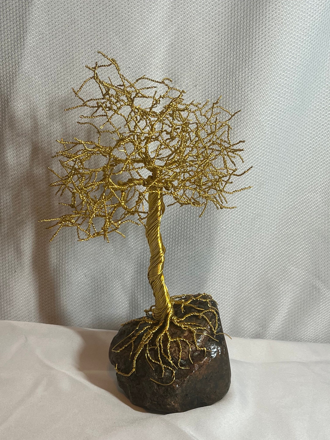 Golden Maple Tree Art Wire Tree Rock Tree Sculpture Tree Decor Etsy