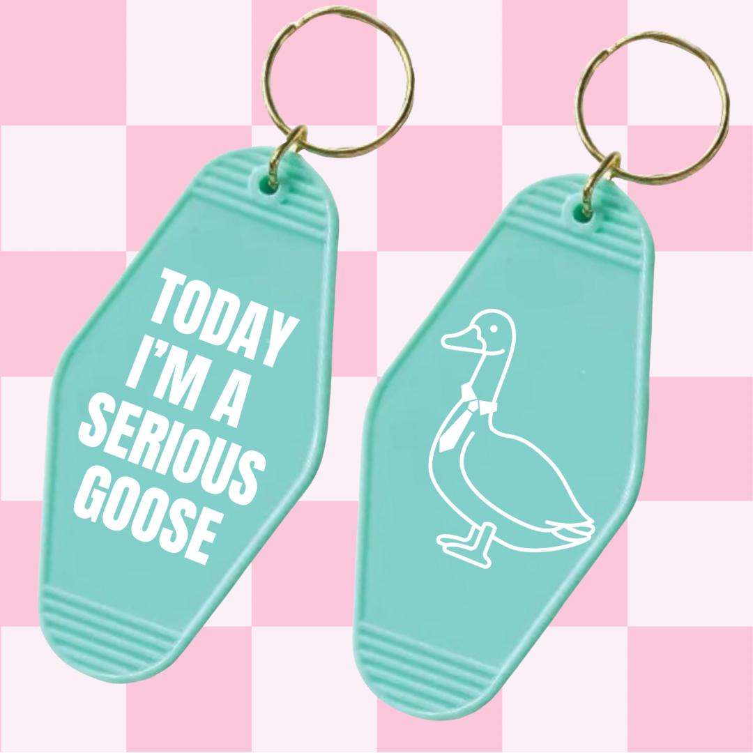 SERIOUS GOOSE Vintage Retro Motel Hotel Keychain