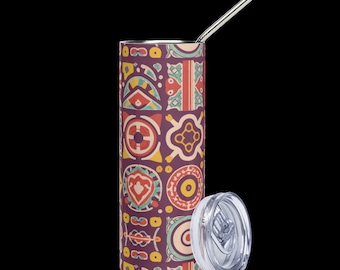 Patterned stainless steel tumbler, aesthetic stainless steel cup