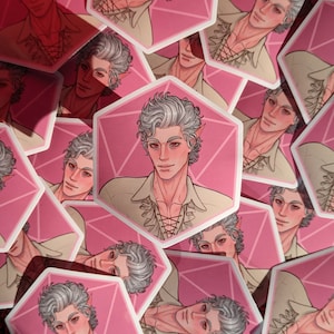 Baldur&#39;s Gate 3 Astarion dice shape vinyl sticker