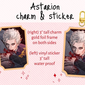 Baldurs Gate 3 Astarion feeding acrylic charm and vinyl sticker