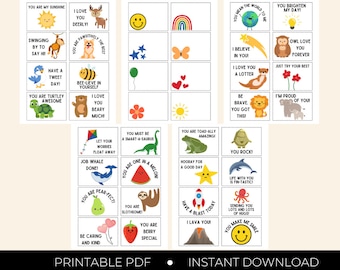 Kids Lunch Box Notes, Encouraging Printable Cards (Digital Download)