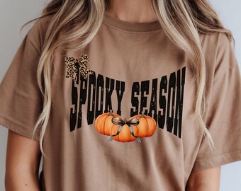 Retro Spooky Season PNG, Leopard Pumpkin Varisty Halloween Design (Digital Download)