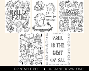 Fall Coloring Pages for Kids, Autumn Activity Pack (Digital Download)