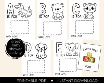 Baby Shower Activity, Baby’s First ABC Book, Animal Alphabet Coloring Book (PDF)