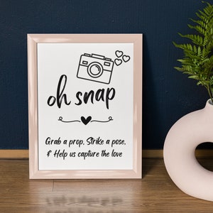 Printable wedding sign, snap a photo, diy photobooth, prop sign, wedding guest picture, selfie station, instant download