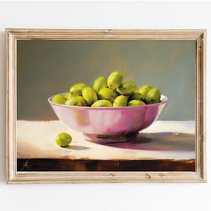 Olive Bowl Print | Italy Cuisine Print | Dopamine Decor | Minimalist Wall Art | Olive Bar Cart Art | Aesthetic Kitchen Decor | Bar Cart Wall