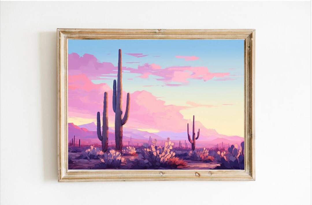 Vintage Pink Desert Cactus Art Print: Southwest Decor - Etsy