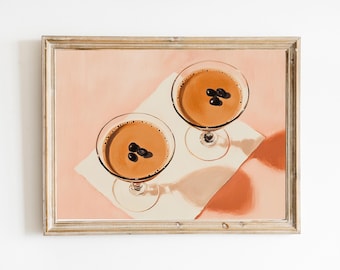 Espresso Martini Pink Wall Art Print | Cute Quirky Whimsical | Cocktail Art | Bar Cart Decor | Trendy Home Wall Art | Cocktail Wall Art Gift