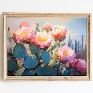 Rosa Kaktus Blumen Print | Niedliches schrulliges wunderliches | Trendige Küchenwand | Barwagen Dekor | Fine Art Print Geschenk | Kokette Raum Dekor