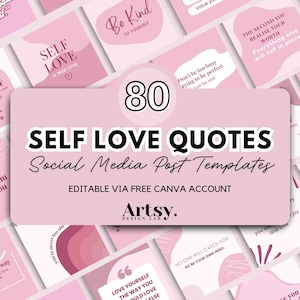 Self-Love Quotes Instagram/Facebook Templates: Pink Social Media Posts (Digital Download)