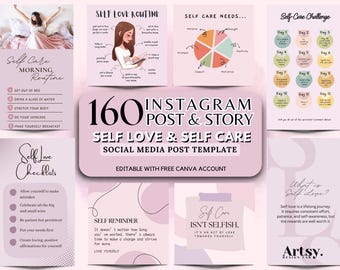 Self-Love Instagram Templates: Canva Social Media Feed (Digital Download)