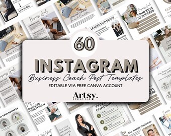 Business Coach Instagram Post Templates: Canva Editable Social Media
