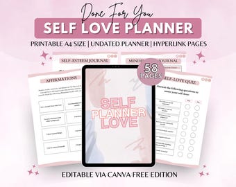 58-seitiger Selbstliebe-Planer: Tägliche Affirmationen, Dankbarkeits-Tagebuch (PLR Digital Download)