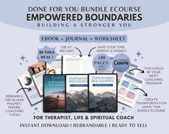 Empowered Boundaries eCourse: Brandable Coaching Program + Workbook (PLR Canva Template)