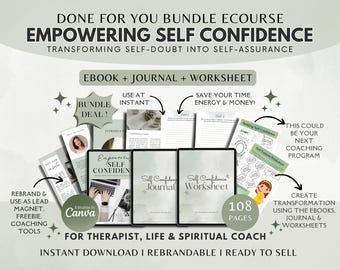 Selbstbewusstsein stärken | Selbstwertgefühl & Selbstvertrauen eBook + Journal + Workbook (Canva Editable)
