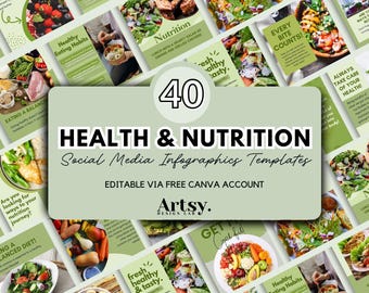 Nutrition Instagram Post Templates: Health & Wellness Canva Design (PDF Download)