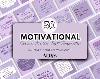 50 Motivational Instagram Post Templates: Editable Canva Designs