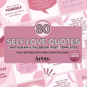 Citazioni sull'amor proprio, post di Instagram, modelli di feed dei social media di Facebook, post motivazionali personalizzabili e ispirazionali / modello CANVA modificabile
