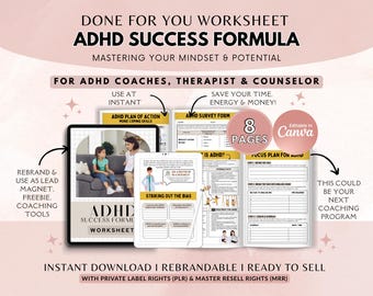 ADHD Success Formula Worksheet: Printable Journal & Planner (Canva Template, PDF Download)