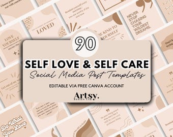 Selbstliebe Instagram Zitate: Rosa Social Media Canva Vorlagen (Digitaler Download)