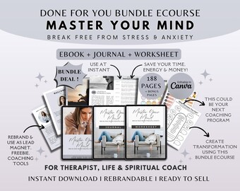 Stress & Anxiety Relief Workbook: Brandable Coaching eCourse (188 Pages)