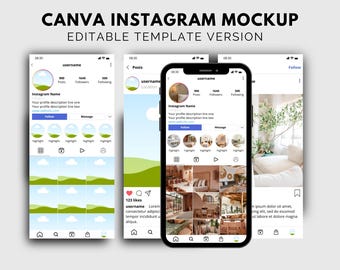 Instagram Mockup Canva Templates: Social Media Feed Planner (Digital Download