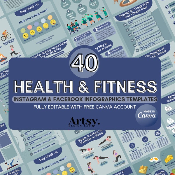 Health & Fitness Infographics Done For You Posts | Instagram Facebook Social Media I Editable CANVA Templates | Life Wellness Coaching Post