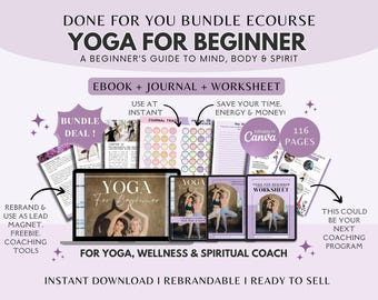 Yoga eCourse Workbook: Brandable Coaching Program (Canva Editable, PDF Downloadable)