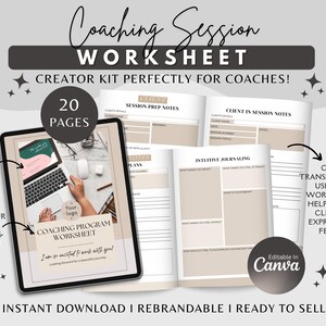 Coaching Worksheet Templates: Editable Canva Forms for Health & Life Coaches (PDF Download) image 1