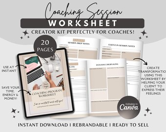 Coaching Worksheet Templates: Editable Canva Forms for Health & Life Coaches (PDF Download)