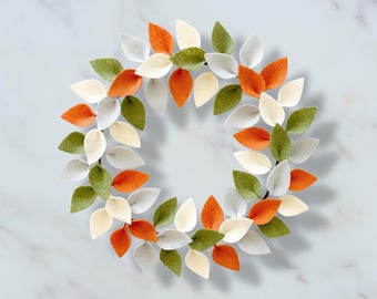 Fall Handmade Felt Wreath, Autumn Door Hanger, Thanksgiving Home Decor