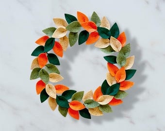 Handmade Felt Leaf Autumn Wreath - Fall Front Door Decor
