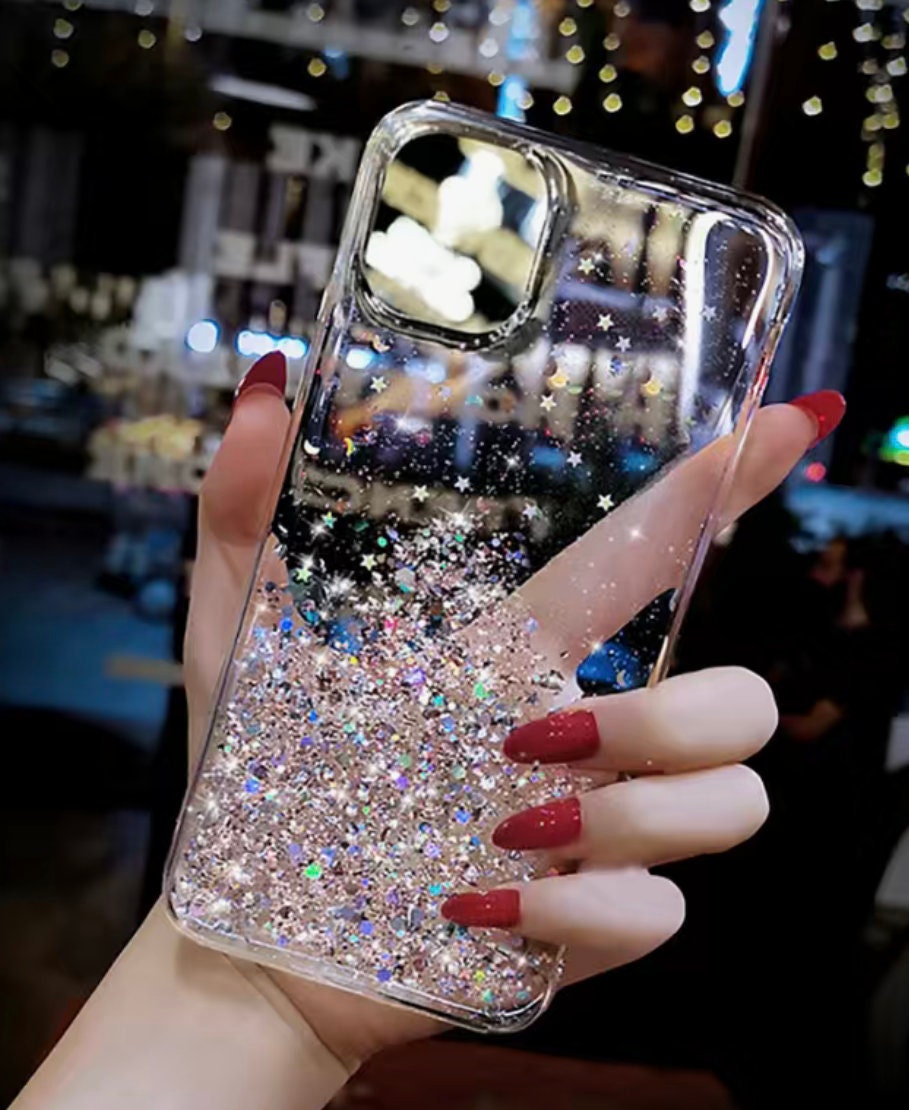 iPhone Case, Gradient Glitter Sequins Soft Silicone Protective Case for iPhone 7/7 Plus/11/11 Pro/11 Pro Max/12/12 Pro/12 Pro Max/12 Mini/X/XS Max/XR