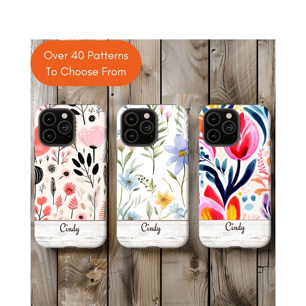 Tough iPhone Case Custom Case Over 40 Patterns Floral Retro Coquette Bridal Personalized Phone Case Bachelorette Bridal Party Gift For Her