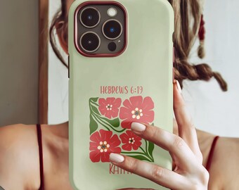 Personalized Christian Floral Phone Case, Bible Verse, Religious Gift