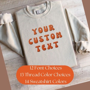 Custom Embroidered Sweatshirt, Custom Text, Team Name Sweatshirt, Mascot Sweatshirt, School Spirit Sweatshirt, College Sweatshirt Mom Gift