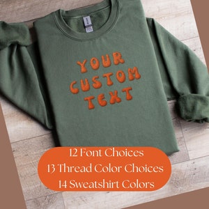 Custom Embroidered Sweatshirt, Custom Text, Team Name Sweatshirt, Mascot Sweatshirt, School Spirit Sweatshirt, College Sweatshirt Mom Gift
