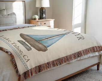 Personalized Nautical Throw Blanket: Coastal Boat & Lake House Decor