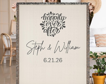 Personalized Wedding Blanket, Custom Names & Date, Cotton Anniversary Gift