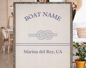 Personalized Nautical Woven Throw Blanket: Boat & Lake House Decor