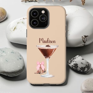 Custom Martini Phone Case Martini Art iPhone 16 12 13 14 Samsung S25 Google Pixel Girly Phone Case Cute Phone Case Gift For Bachelorette