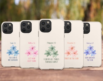 Floral Christian Phone Case, Bible Verse, Religious Gift