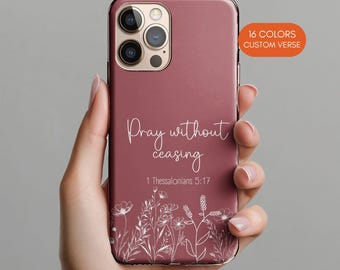 Christian Wildflower Phone Case, Custom Bible Verse, Religious Gift