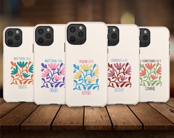 Personalized Christian Phone Case, Floral Bible Verse, Religious Gift