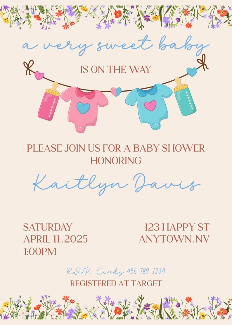 Editable Baby Shower Invitation, Boho Baby Shower Invite, A Sweet Boy ...