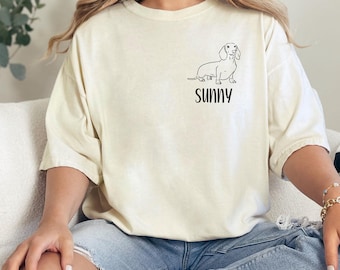 Custom Dachshund Mom Comfort Colors Shirt, Personalized Dog Name
